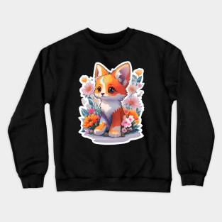 Cute Kitten Water Color Sticker Crewneck Sweatshirt